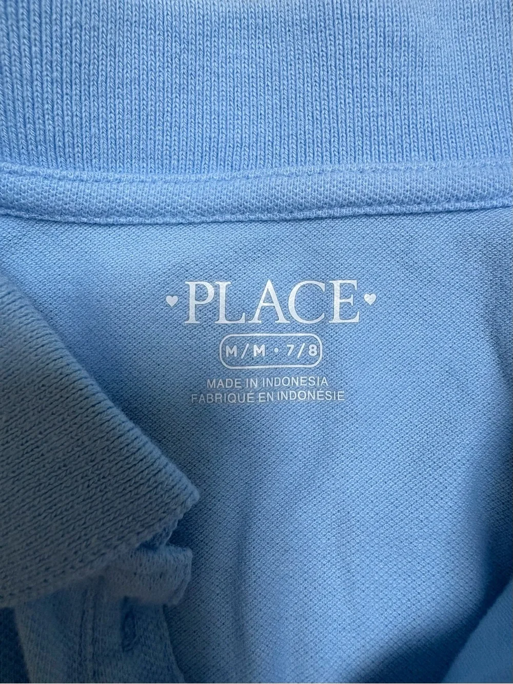The Children's Place Light Blue Polo shirt with ruffle trim. Size M (7-8)